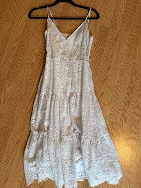 White Eyelet Spaghetti-Strap Maxi Dress